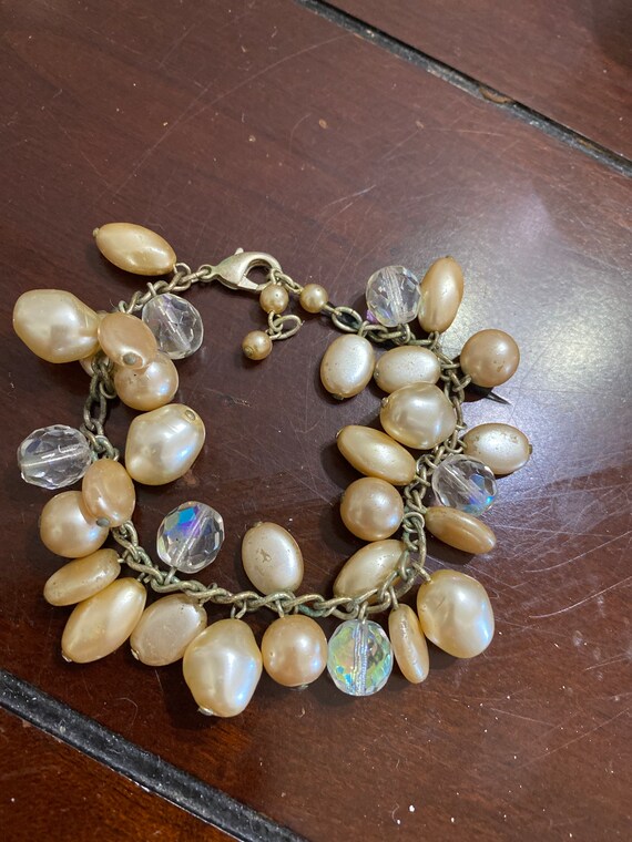 Vintage Pearl beaded charm Bracelet