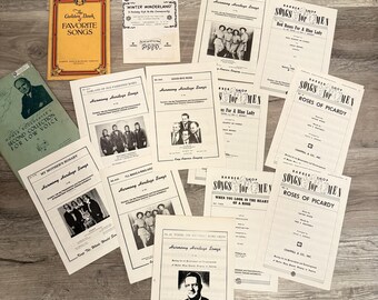 15 Vintage Song Books for Men Harmony, Barber Shop, chorus, favorite songs low voice