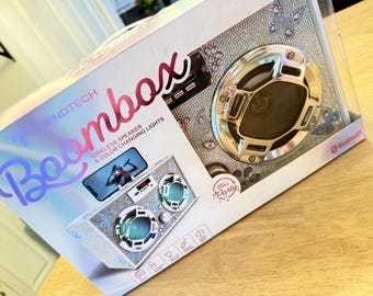 Little Girl Teenagers Boombox Portable Party Speaker with Bluetooth, LED Light Show, Enhanced FM Radio, Rechargeable Battery