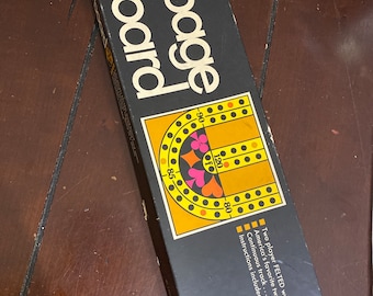 Vintage 1968 Lowe Cribbage Board Game: Wooden Pegs & Instructions