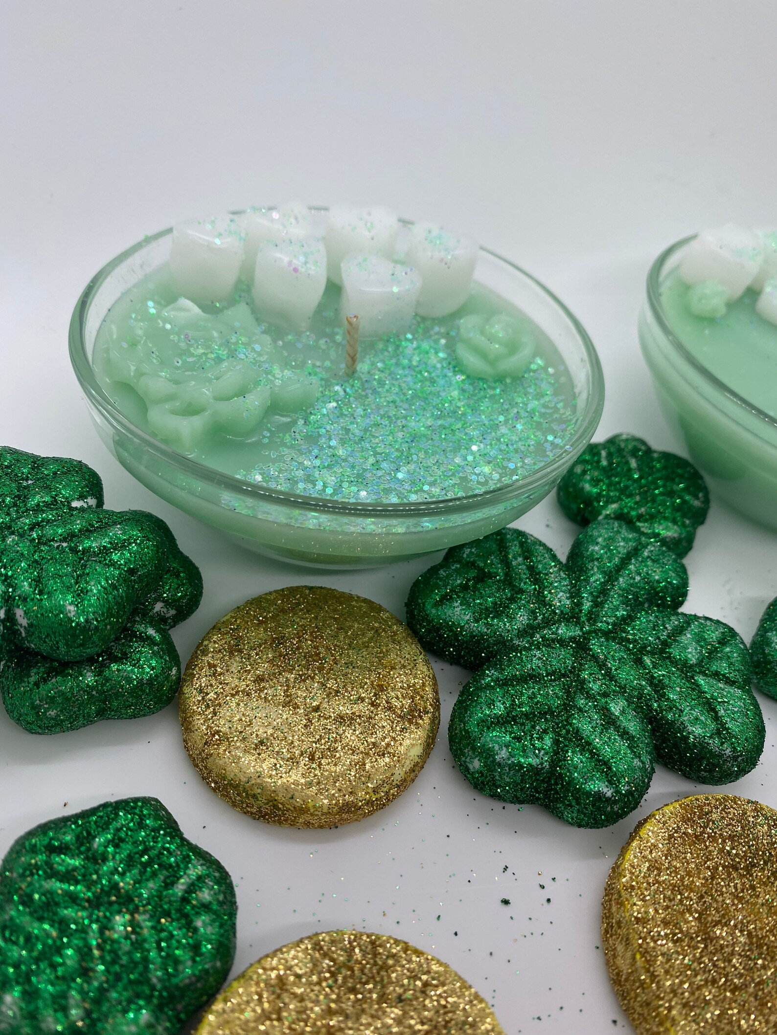 4 oz. Lucky Charm Candle Flower & Heart Melts Glitter Etsy