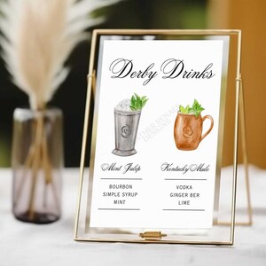 Customizable Kentucky Derby Drink Menu Sign (Digital Download)