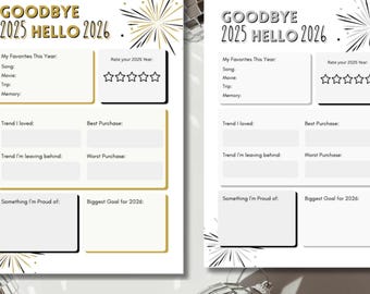 New Years Eve Party Printables, Year in Review  (Canva Template, Digital Download)