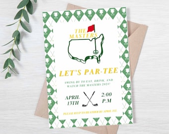 Invitación a fiesta de golf: Let's Par-Tee, temática del Masters (descarga digital)