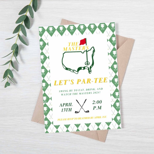 Golf Party Invitations, Digital Golf Party Invite, Let's Par Tee, Swing On By Golf