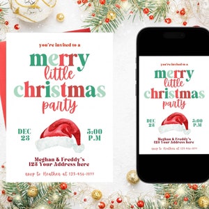Merry Little Christmas Party Invitation: Editable Holiday Invite (Digital Download)