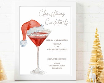 Christmas Cocktail Sign: Holiday Bar Menu (Digital Download)