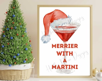 Christmas Martini Bar Sign: Holiday Decor Print (Digital Download)