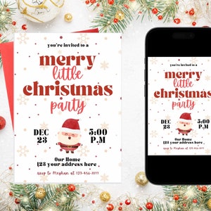 Merry Little Christmas Party Invitation: Editable Holiday Invite (Digital Download)