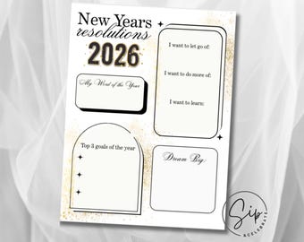 New Years Resolutions Printable, 2026 Party Games (Canva Template, Digital Download)