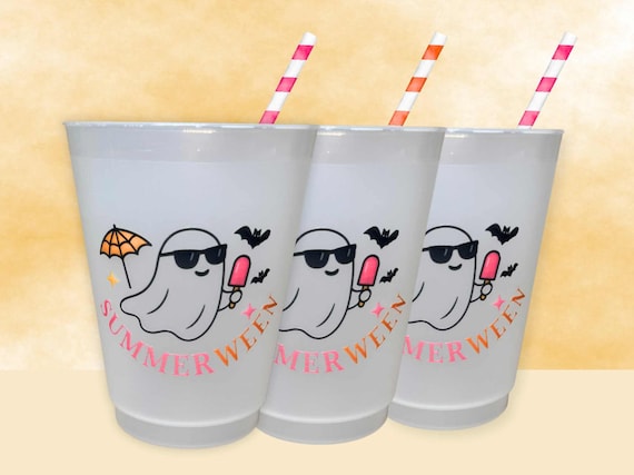 Summerween Party Cups: Frosted Plastic, Spooky Summer Favors