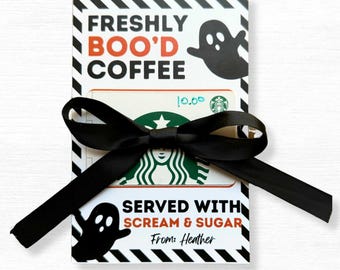 Porte-cartes cadeau café Halloween imprimable, cadeau enseignant (téléchargement numérique)
