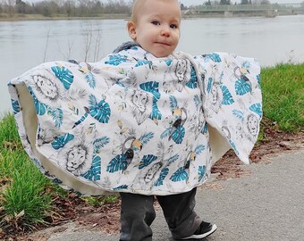 Poncho à pressions pour bébé, motif lion, avec capuche HIVER