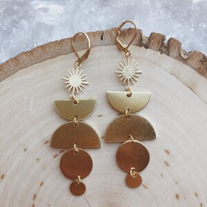Reflections | Moon Phase Gold Coin Star Celestial Boho Hippie Earrings