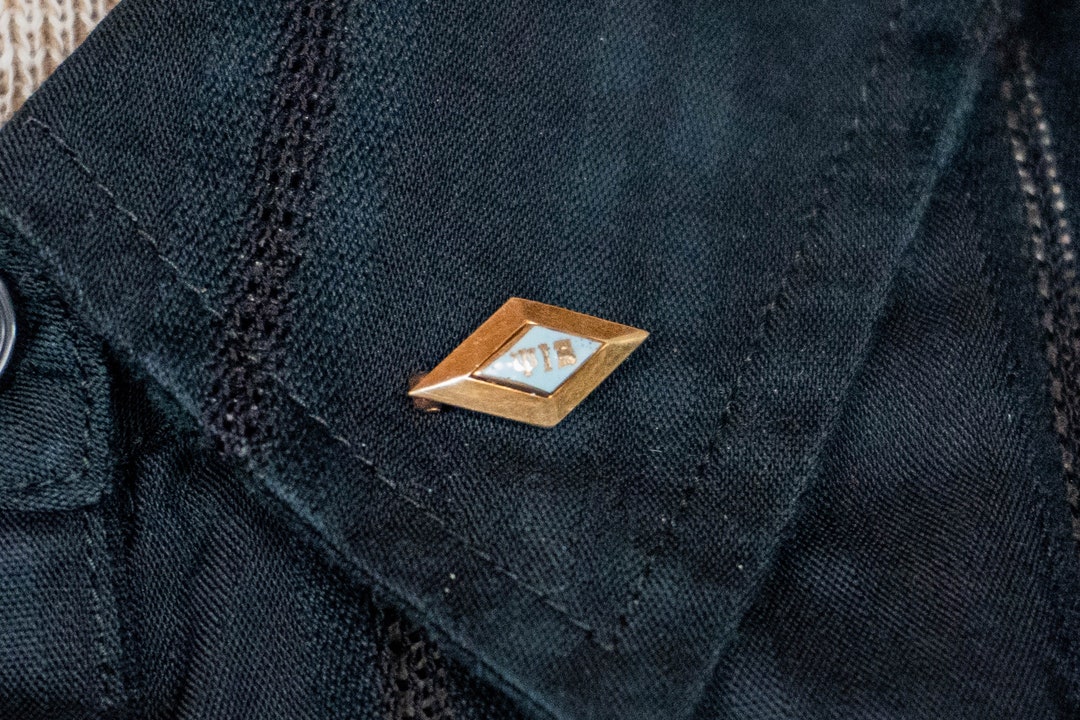 Vintage Psi Iota Xi Sorority Pin 14k Yellow Gold/blue Enamel Sorority 