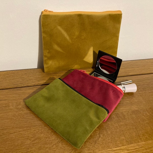 Velvet makeup bag. Mini or Small Handmade makeup bag. Cosmetic bag. Waterproof Wash bag. Coin purse or sanitary pouch