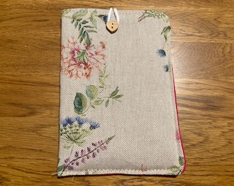 Étui pour portable rembourré floral botanique, pochette à lunettes faite main