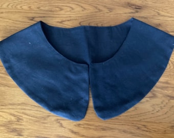 Detachable and reversible navy blue collar, Bib. Removable fashion collar. Wedding collar. Peter Pan collar.