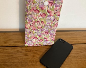 Étui pour portable Liberty Iris Muriel en tissu, pochette à lunettes souple rembourrée