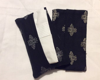 Porte-mouchoir fait main en or à imprimé abeille, pochette en tissu en coton