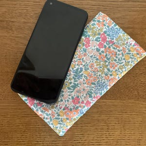 Padded fabric mobile phone case, Made in Liberty Joanna Louise design fabric. Floral Soft phone pouch. Phone accessory. Glasses case.