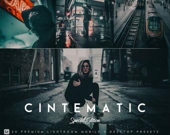 20 Cinematic Lightroom Mobile & Desktop Presets | Urban, City, Car Film Look Filter, Dark and Bright Preset, Modern and Vintage Instagram