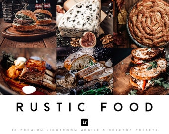 10 Rustic Food Presets for Lightroom Mobile & Desktop, Preset Food Blogger, Food Preset Instagram, Photography Bundle, Burger and Sweets