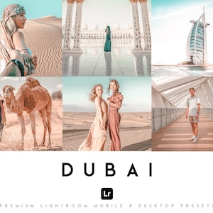 9 Presets Lightroom Mobile Dubai Preset, Summer Travel Dessert Photo Filter Bright Blue, Mobile & Desktop Editing Instagram Bundle Pack