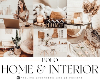 8 Indoor Presets | Boho Home & Interior Lightroom Mobile Presets Desktop Preset | Blogger Presets, Instagram Presets, Photo Preset, Filter
