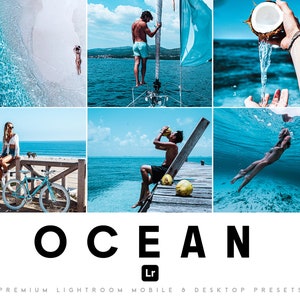 Travel Lightroom Mobile Desktop Presets | 4 Lifestyle Blogger Preset Pack for Summer, Blue Influencer Beach Filter Instagram, Bright Presets