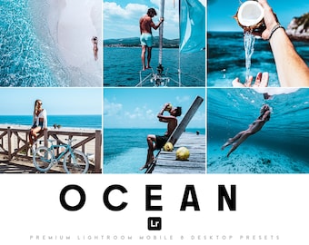 Travel Lightroom Mobile Desktop Presets | 4 Lifestyle Blogger Preset Pack for Summer, Blue Influencer Beach Filter Instagram, Bright Presets