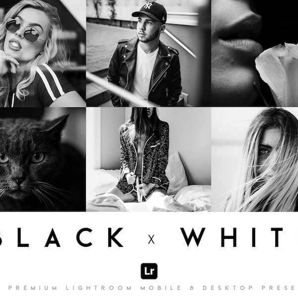 10 Presets Black and White Lightroom Mobile Desktop, Aesthetic Preset for Portrait, Wedding and Urban, Instagram Blogger Filter Bundle