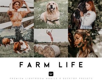 8 Farm Life Lightroom Mobile Presets & Desktop, Earthy Tones, Natur Portrait Photo, Filter for Instagram Influencer Outdoor Preset Blogger