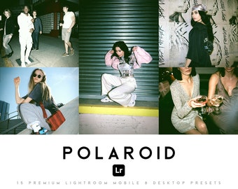 15 Presets Polaroid Retro Lightroom Mobile and Desktop | Vintage Preset Filter, Old Film VHS Kodak Fujifilm Bundle, Flash Photography
