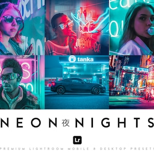 18 Presets Urban Neon Night Preset Lightroom Mobile Desktop Photo Filter, Tokyo , Dark RGB Cyberpunk Lights Portrait Product Photography