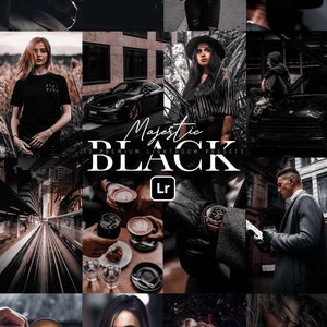 7 predefinições MAJESTIC BLACK para Lightroom Mobile e Lightroom Desktop | Predefinição escura, predefinições urbanas, filtro de estilo de vida do Blogger para influenciadores