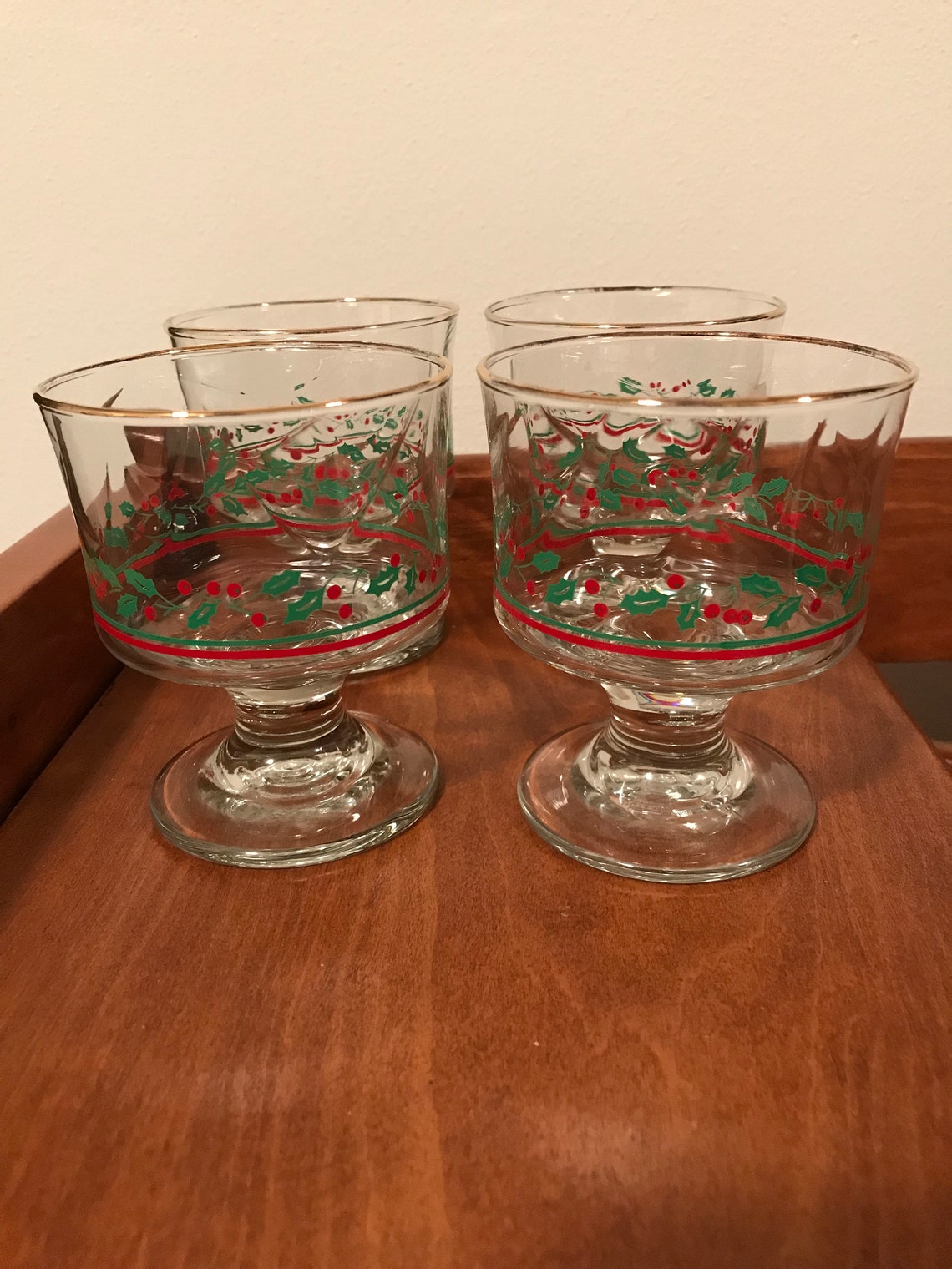 Arbys Christmas Glasses. Set Of Four Footed Sherbet/Dessert Etsy
