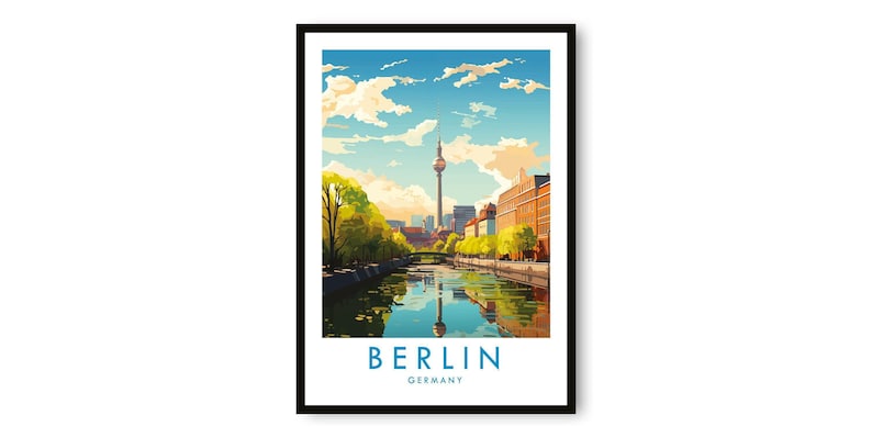 Pôster de viagem de Berlim: Impressão artística Giclée, decoração da Alemanha imagem 1
