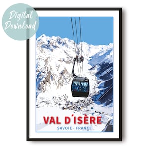 Val d’Isere Reiseposter | Digitaler Download | 25 verschiedene Größenoptionen