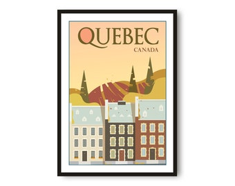 Quebec Travel Poster, Canada Poster, Colourful Print, Unique Wall Art, Minimalist Home Décor, City  A1/A2/A3/A4/A5