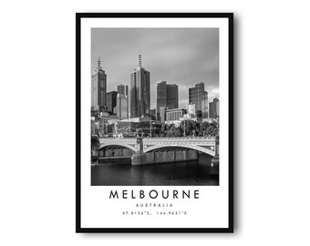 Melbourne Travel Print | City Skyline Wall Art | Australia Urban Photography Decor