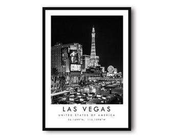 Las Vegas Kunstdruck: Schwarz-Weiß-Stadtansicht als Wandbild