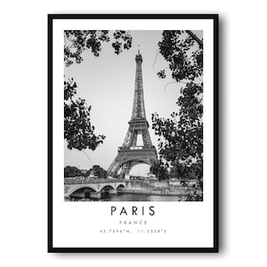 Impresión de viaje a París, póster de viaje a París, Francia, impresión de viaje a París, arte de viaje, póster de viaje, blanco y negro, regalo, A1/A2/A3/A4/A5
