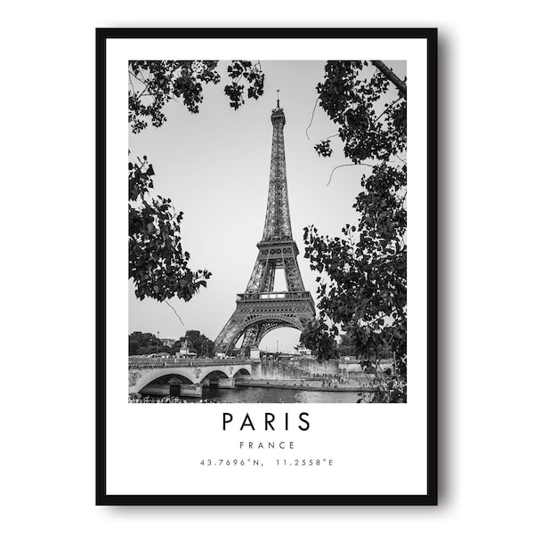 Paris Travel Print, Paris France Travel Poster, Paris Travel Print, Travel Art, Travel Poster, Black and White, Gift, A1/A2/A3/A4/A5