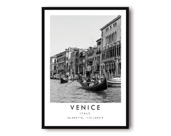 Venice Italy Print: Black and White Travel Poster