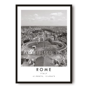 Rome Travel Print, Italy Poster, Black and White Print, Unique Wall Art,  Minimalist Home Décor, City  A1/A2/A3/A4/A5