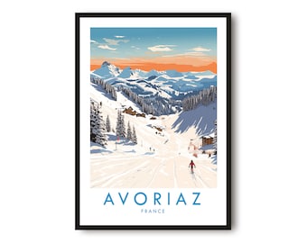 Avoriaz Travel Print, Avoriaz Travel Poster, France Print, Travel Decor, Popular Print, Skiing Print, Birthday Gift, A1/A2/A3/A4/A5