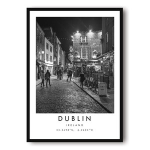 Dublin Travel Print, Dublin Poster, Unique Wallart Decor, Black and White Home Decor, Ireland print, Popular Print A1/A2/A3/A4/A5