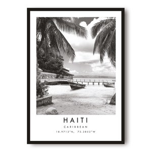 Stampa di viaggio di Haiti, poster di Haiti, parete della galleria, arredamento per la casa in bianco e nero, regalo popolare A1/A2/A3/A4/A5