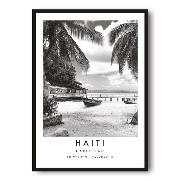 Haiti Travel Print, Haiti Poster, Gallery Wall, Black and White Home Decor, Popular Gift A1/A2/A3/A4/A5